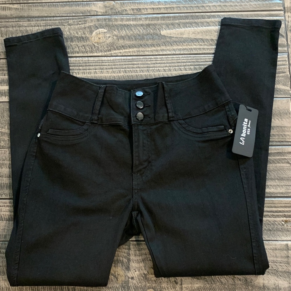LA Bonita Women's High Rise Black Denim Jeans